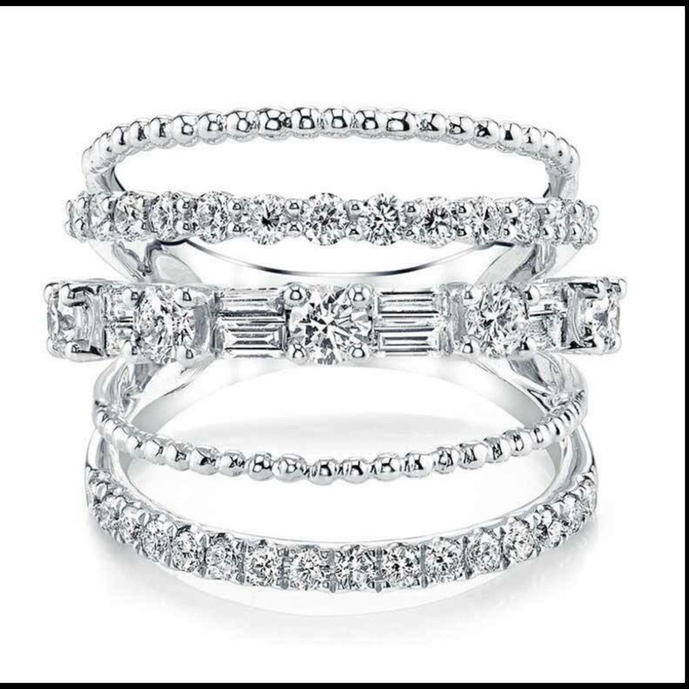 Beautiful Silver Multi band CZ Diamond Ring